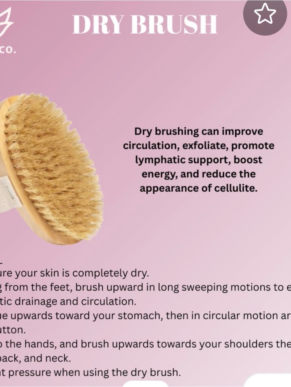 Natural Dry Body Brush - Tan Bristles - Picture 2 of 2